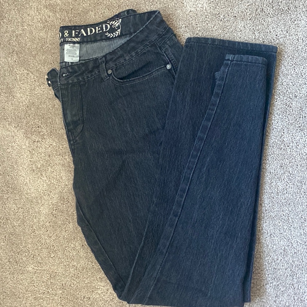 Black skinny Jeans curvy skinny size 12 inked & faded